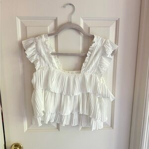 Brand new cropped white ruffle top xs